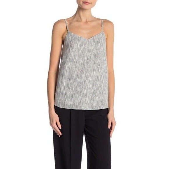 Theory NWT Nade Top Subtle Stripe Cotton Grey Tank Blouse Top Medium - Picture 1 of 2